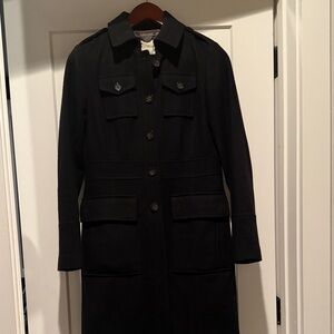 Banana Republic Black Italian Fabric Winter  Coat with Button Accents